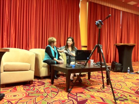 Valerie Sargent conducting an interview with multifamily legend, Anne Sadovsky